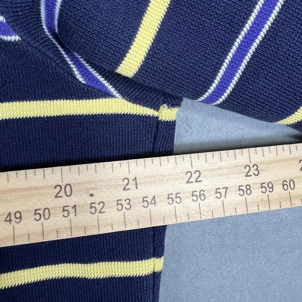 VTG 90s Polo Ralph Lauren Polo Shirt Mens Large Navy Striped Blue Pony - Flaw